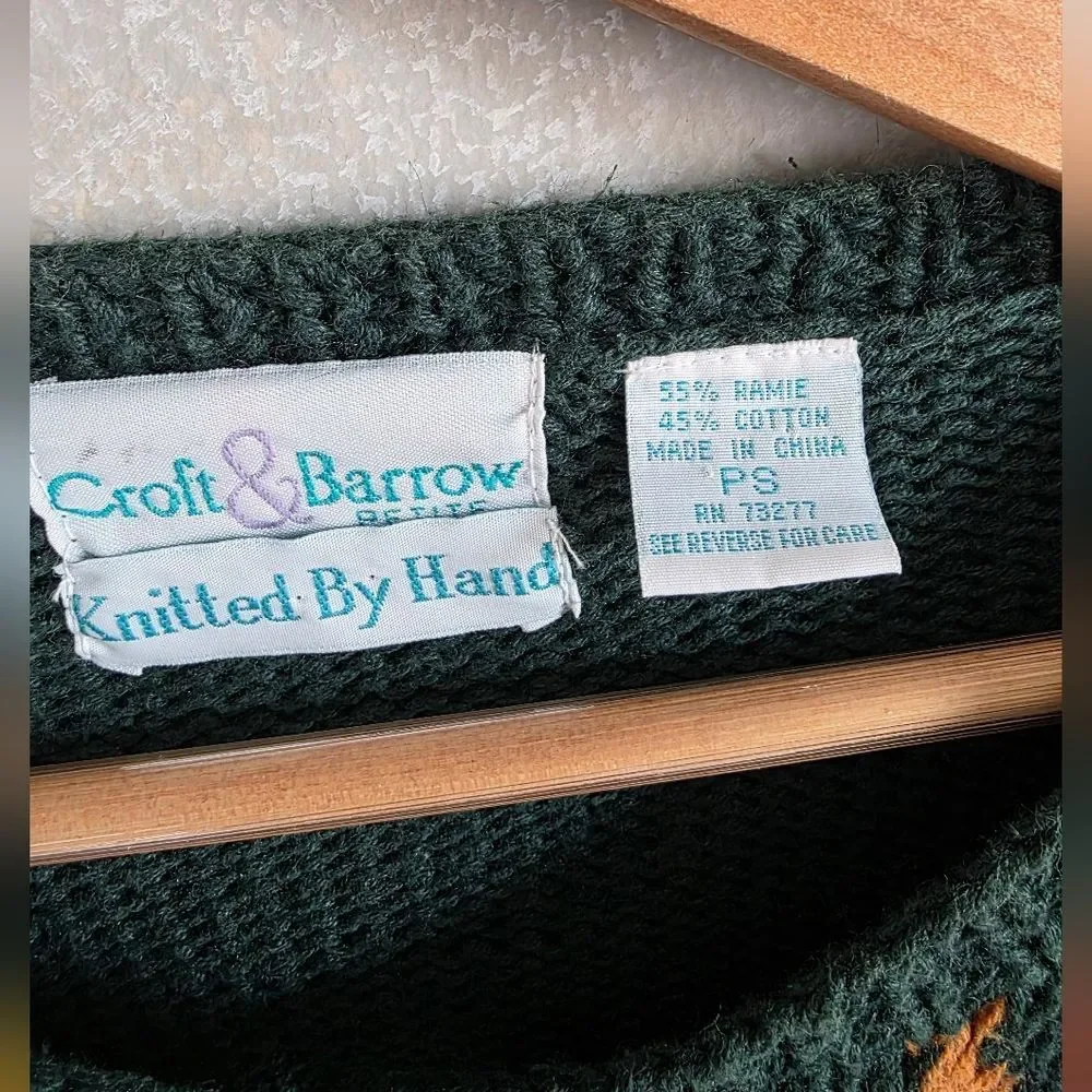 VTG Croft & Barrow Knitted By Hand Fall Sweater Size Small Petite Oversized